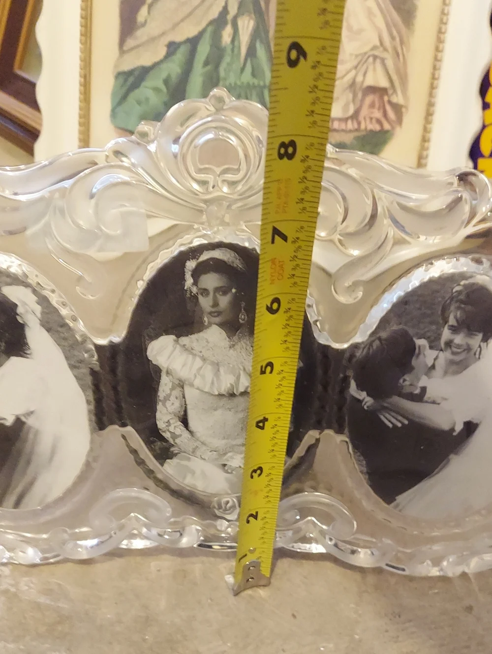 Mikasa Clear Ornate Triple Glass Photo Frame